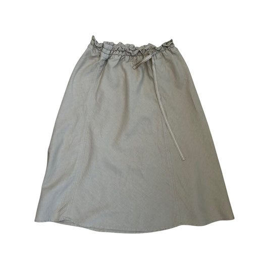 H&M Rock Damen Gr 36 Beige Leinen Viskose Sommer Midi Gummibund