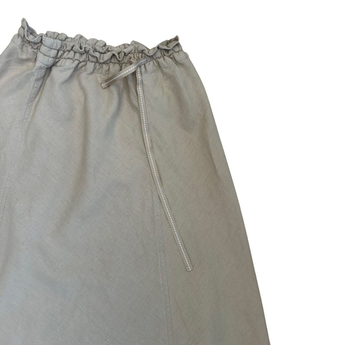 H&M Rock Damen Gr 36 Beige Leinen Viskose Sommer Midi Gummibund