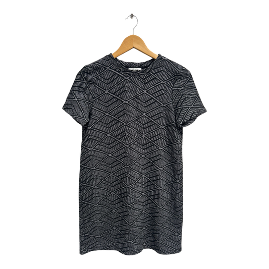 Zara Kleid Damen Gr S Schwarz Weiss Muster Kurz Baumwollmix Elegant Klassisch Stretch