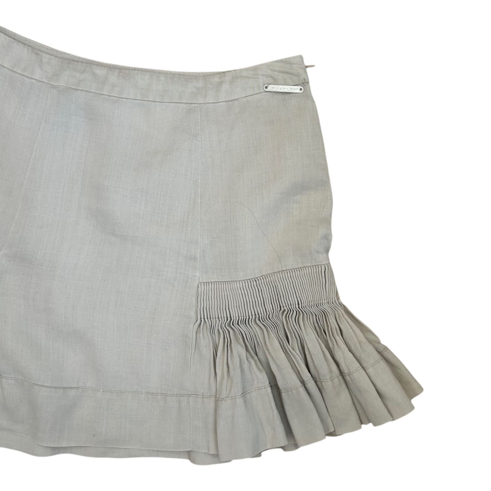 Calvin Klein Jeans Rock Damen Gr 38 Beige Volant Kurz Elegant Sommer