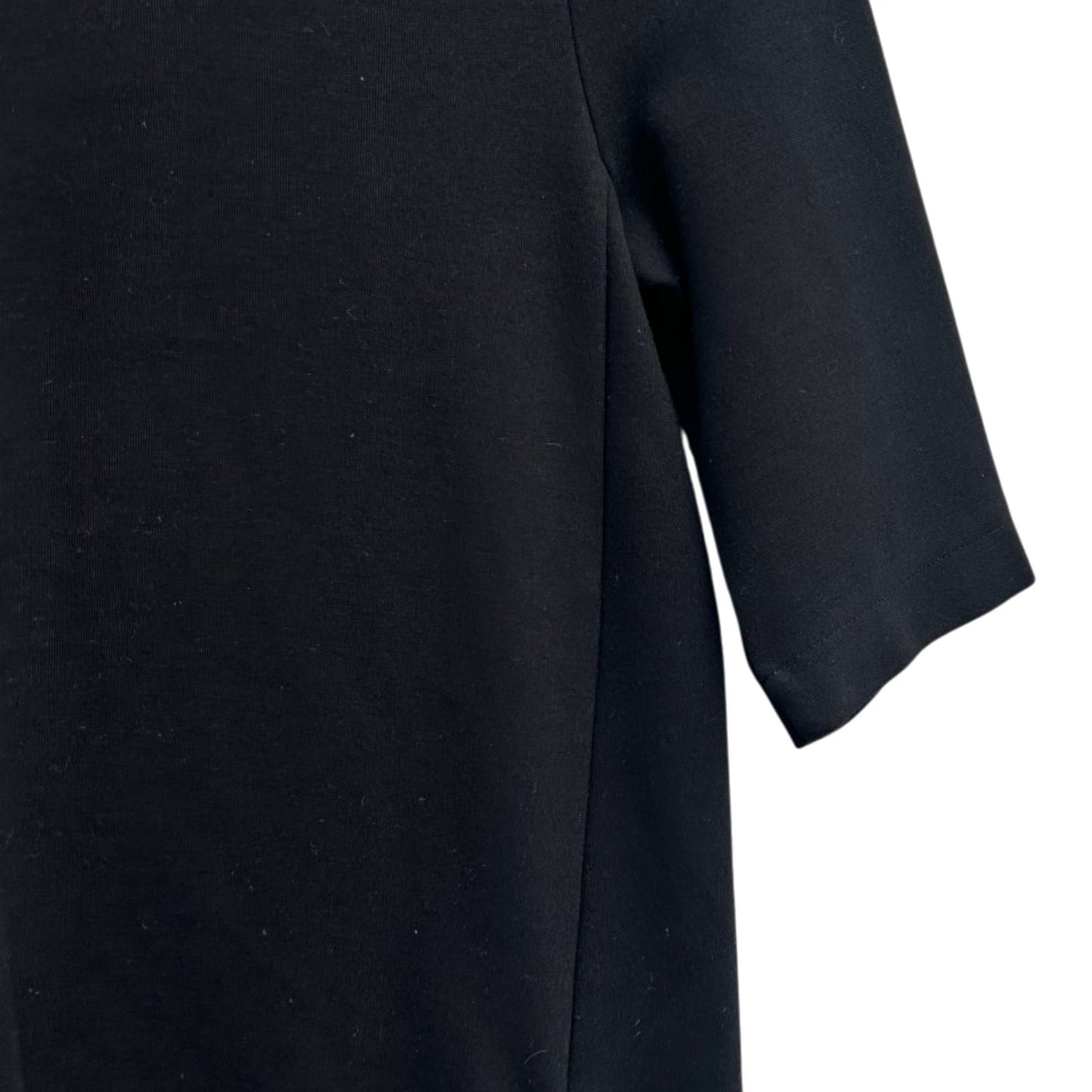 H&M Kleid Damen XS Schwarz Basic Stretch Baumwollmix Etuikleid Kurzarm Elegant