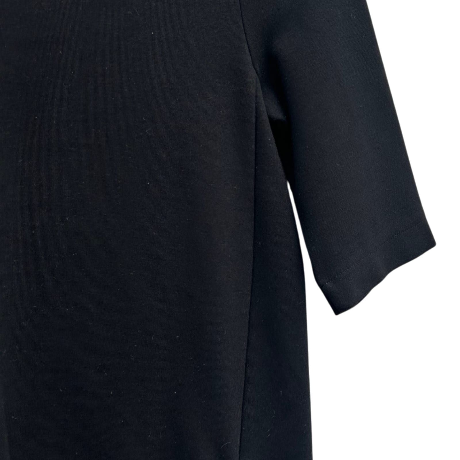 H&M Kleid Damen XS Schwarz Basic Stretch Baumwollmix Etuikleid Kurzarm Elegant