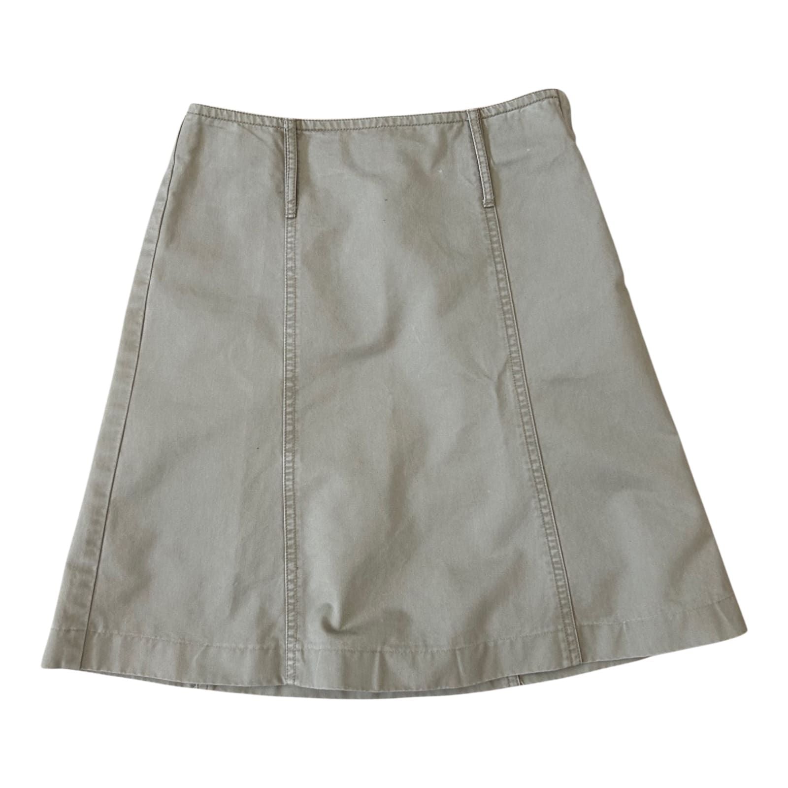 Esprit Rock Damen Gr 34 Beige Baumwolle A-Linie Midi Sommer Elegant