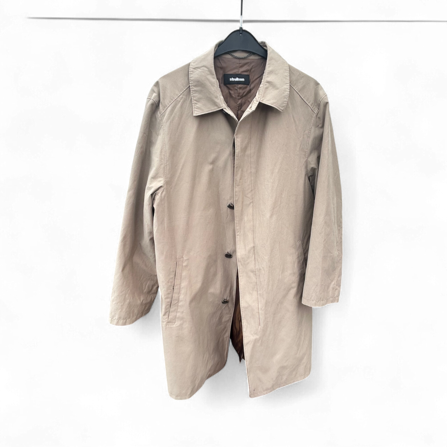 Strellson Herren Mantel Größe 54 Beige Klassisch Elegant Hochwertig Gefüttert