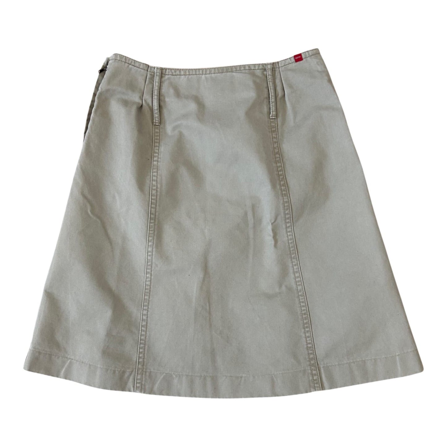 Esprit Rock Damen Gr 34 Beige Baumwolle A-Linie Midi Sommer Elegant