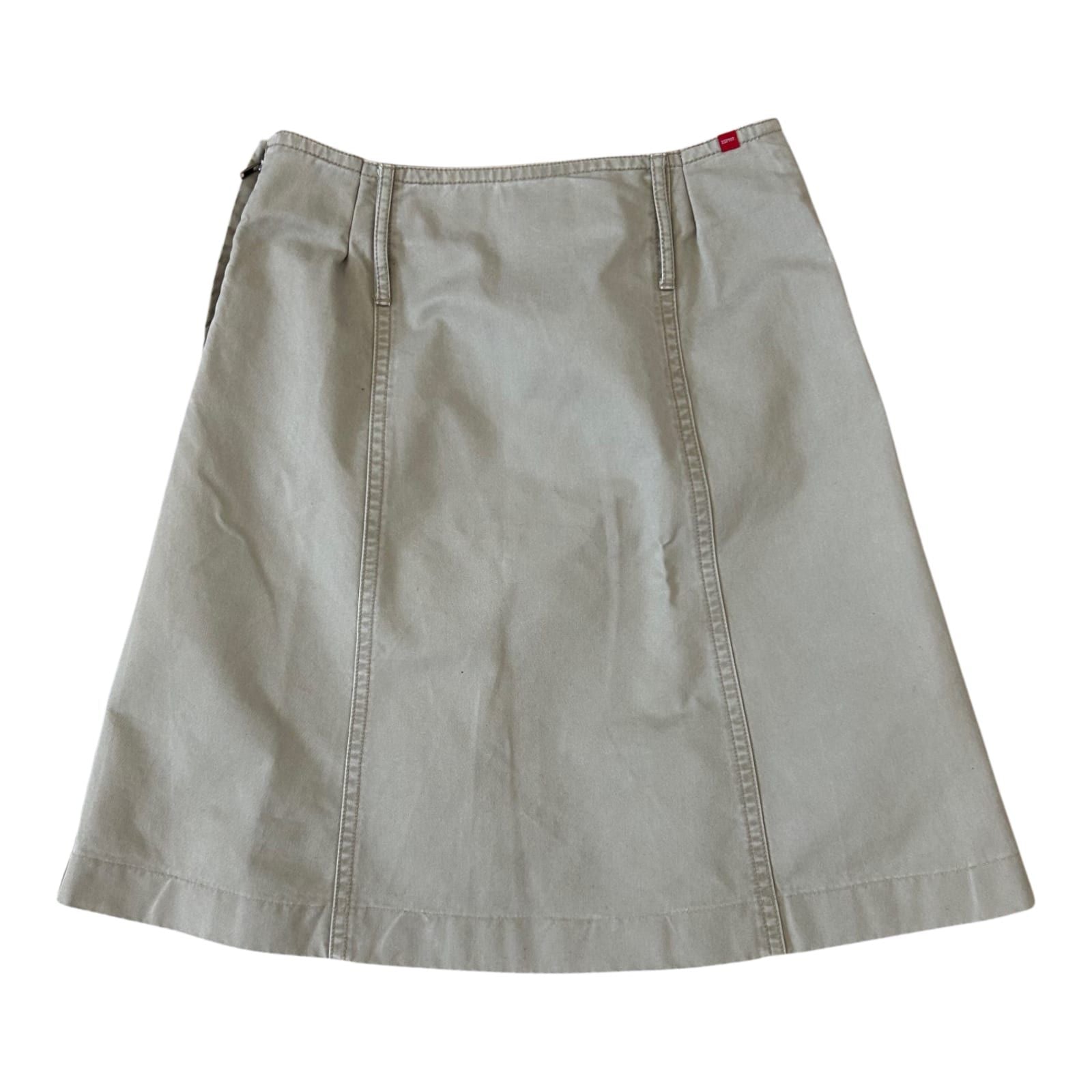Esprit Rock Damen Gr 34 Beige Baumwolle A-Linie Midi Sommer Elegant