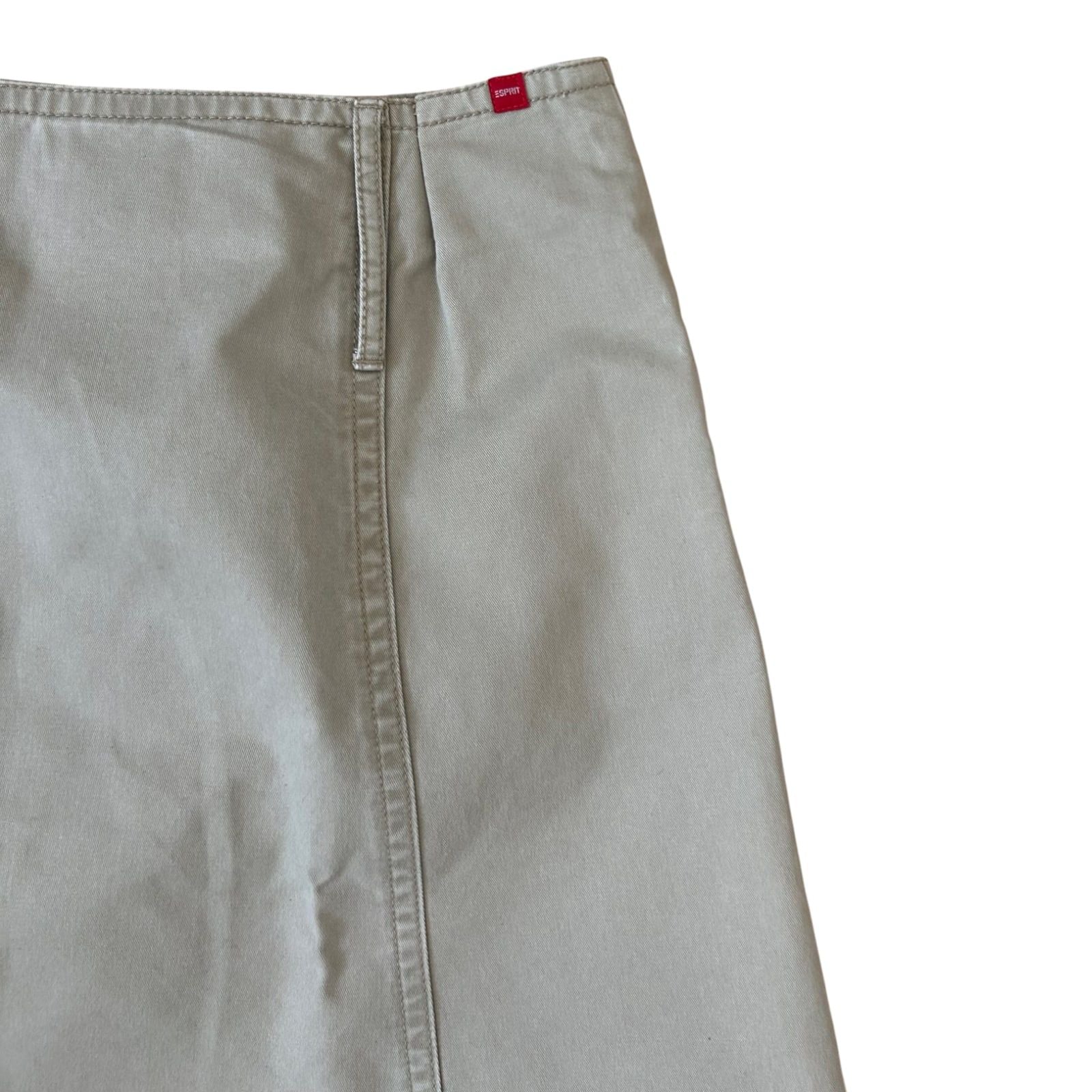 Esprit Rock Damen Gr 34 Beige Baumwolle A-Linie Midi Sommer Elegant