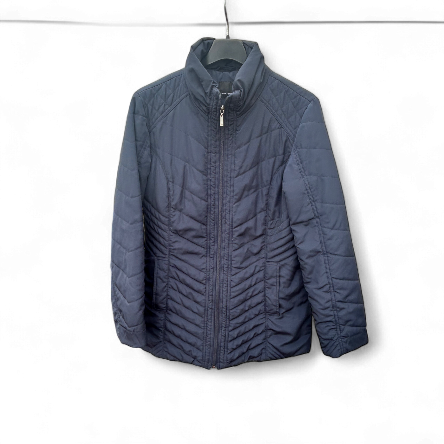 Mark Adam NY Damen Steppjacke Größe 40 Dunkelblau Elegant Länge 73 cm