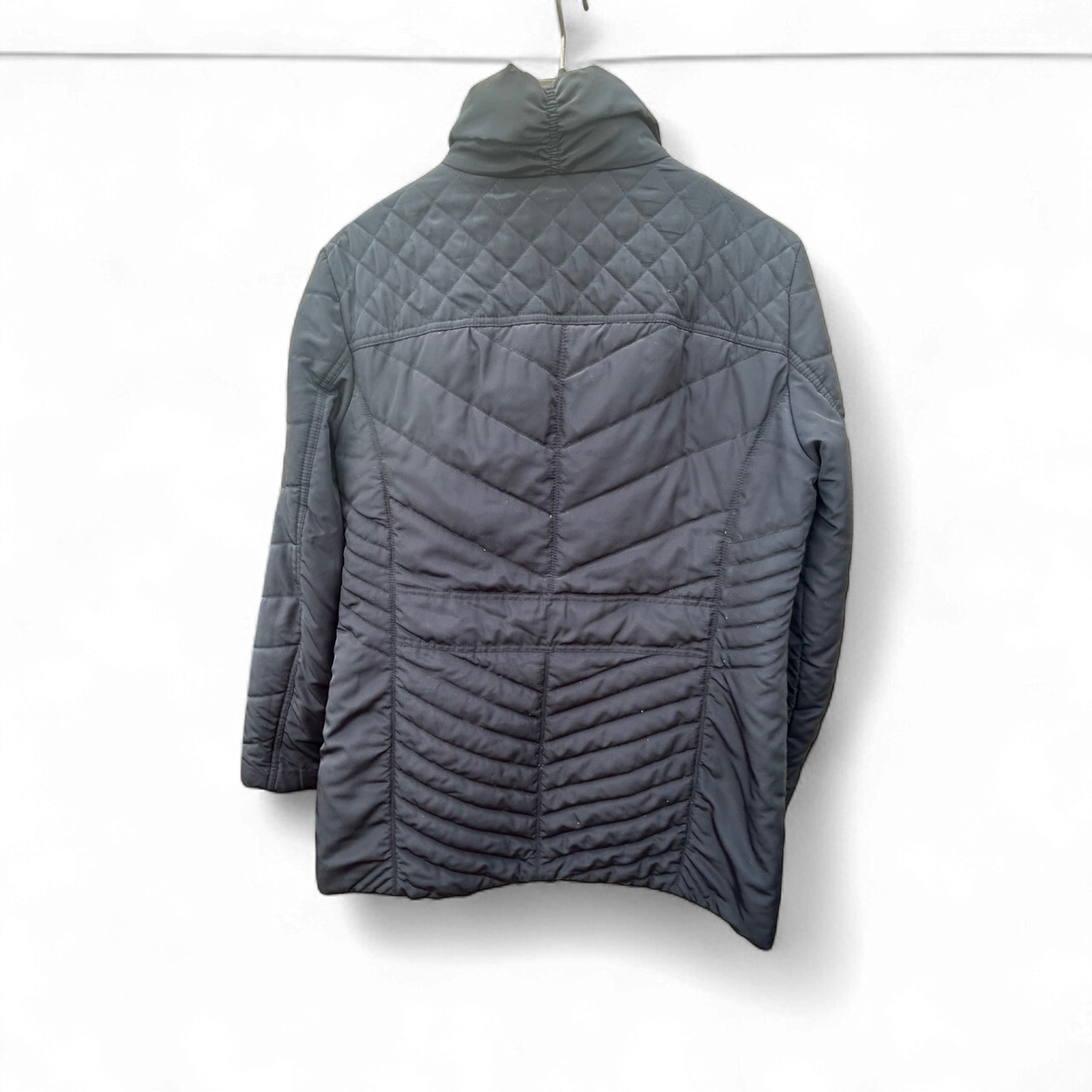 Mark Adam NY Damen Steppjacke Größe 40 Dunkelblau Elegant Länge 73 cm