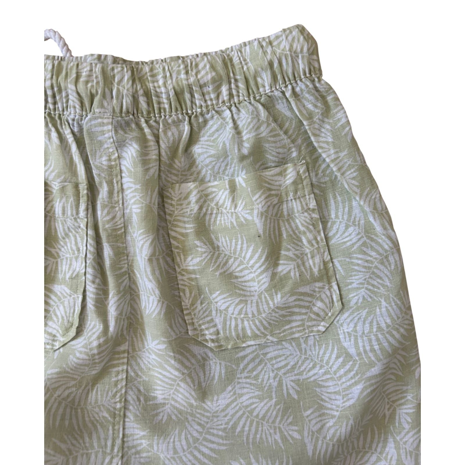 Esmara Rock Damen Gr 36 Grün Palmprint Leinen Baumwolle Sommer Mini