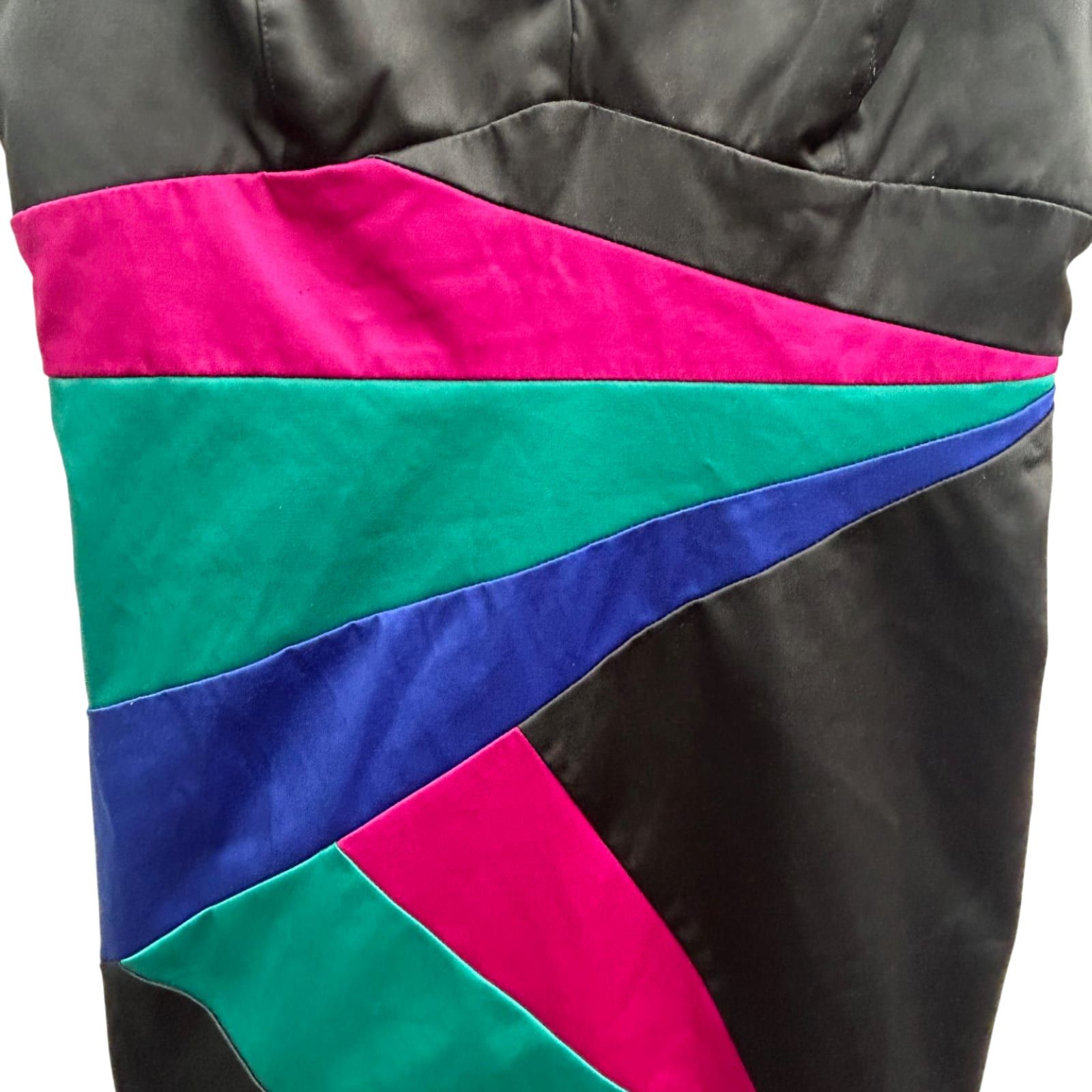 H&M Kleid Damen Gr 36 Schwarz Bunt Satin Partykleid Kurz Elegant Klassisch Reißer