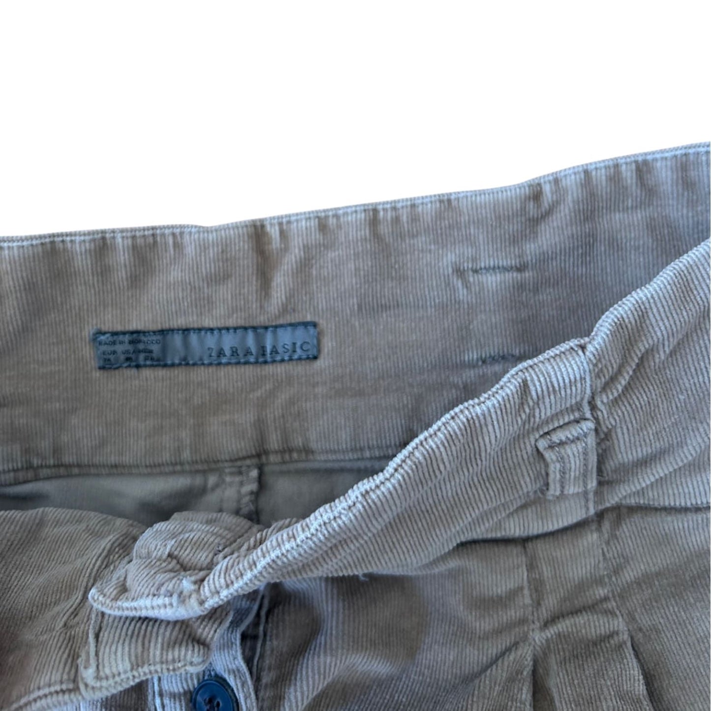 Zara Rock Damen Gr M Beige Cord Knopfleiste Midi Stretch Klassisch