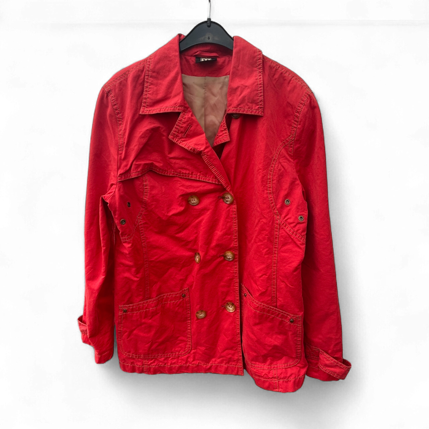 Madeleine Damen Jacke Rot Größe 40 Doppelt Geknöpft Elegant Top Zustand