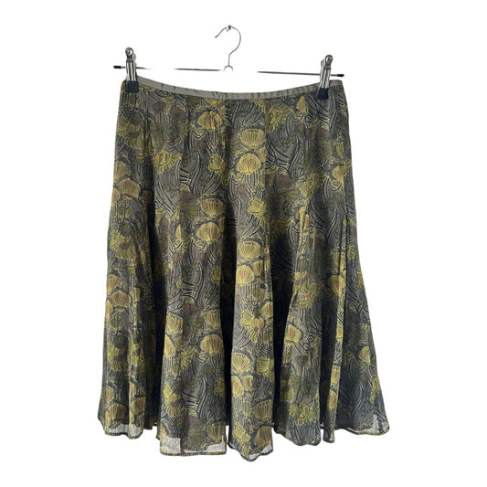 Turnover Rock Damen Gr 38 Grün Seide Floral Midi Elegant Gefüttert