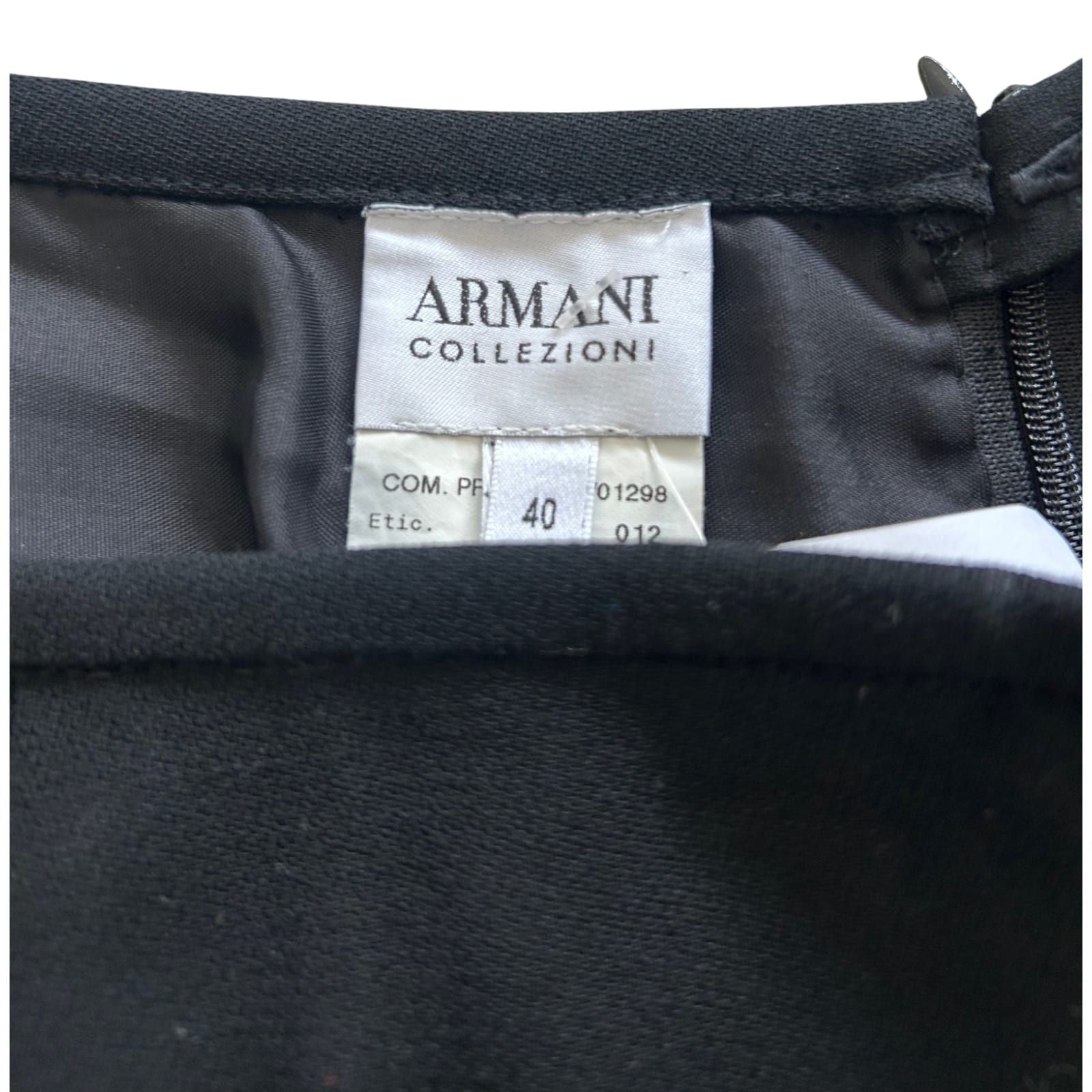Armani Collezioni Rock Damen Gr 36 Schwarz Schurwolle Midi Elegant Luxus