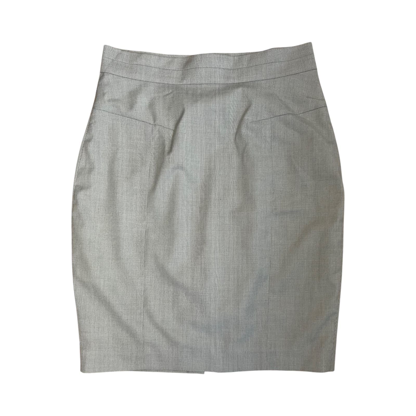H&M Rock Damen Gr 38 Grau Business Midi Elegant Schlitz Gefüttert Stretch