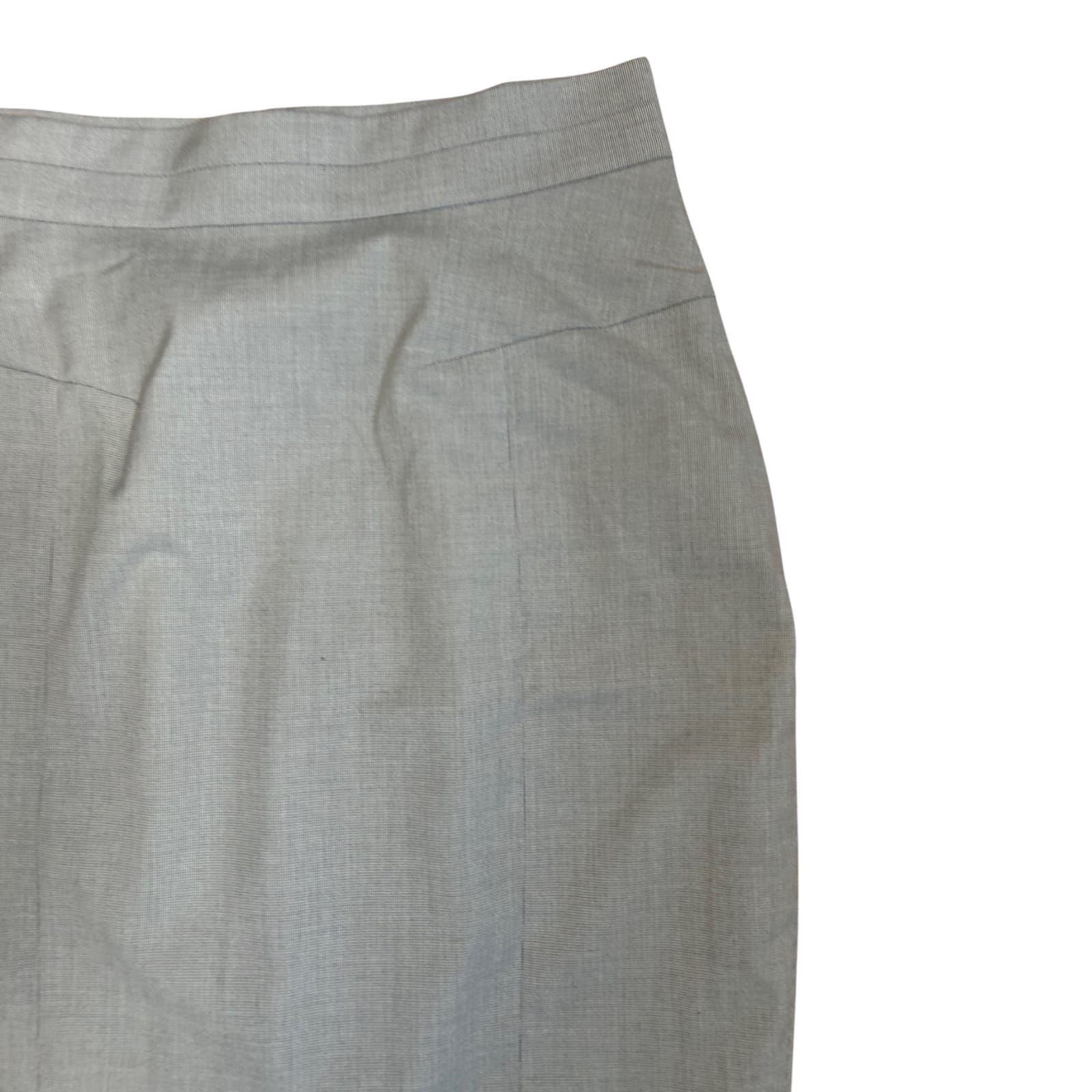 H&M Rock Damen Gr 38 Grau Business Midi Elegant Schlitz Gefüttert Stretch