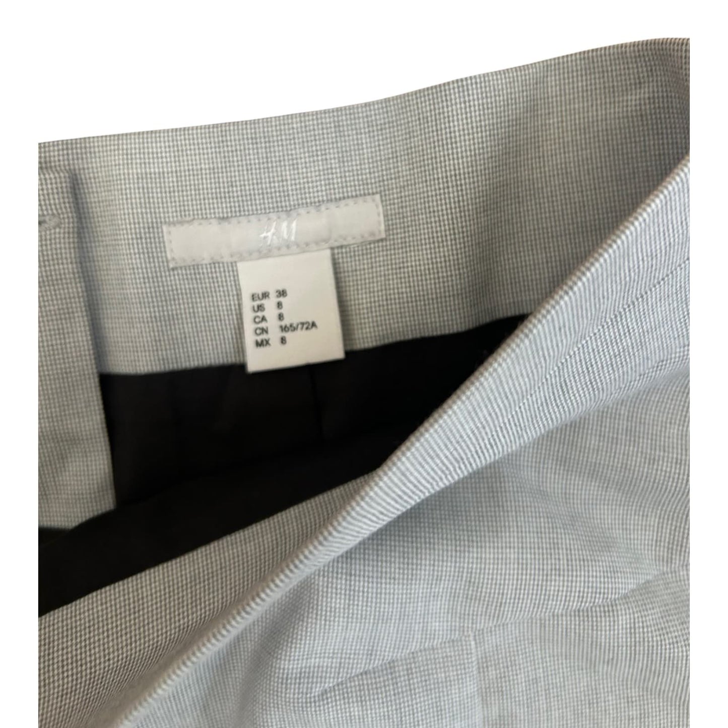 H&M Rock Damen Gr 38 Grau Business Midi Elegant Schlitz Gefüttert Stretch