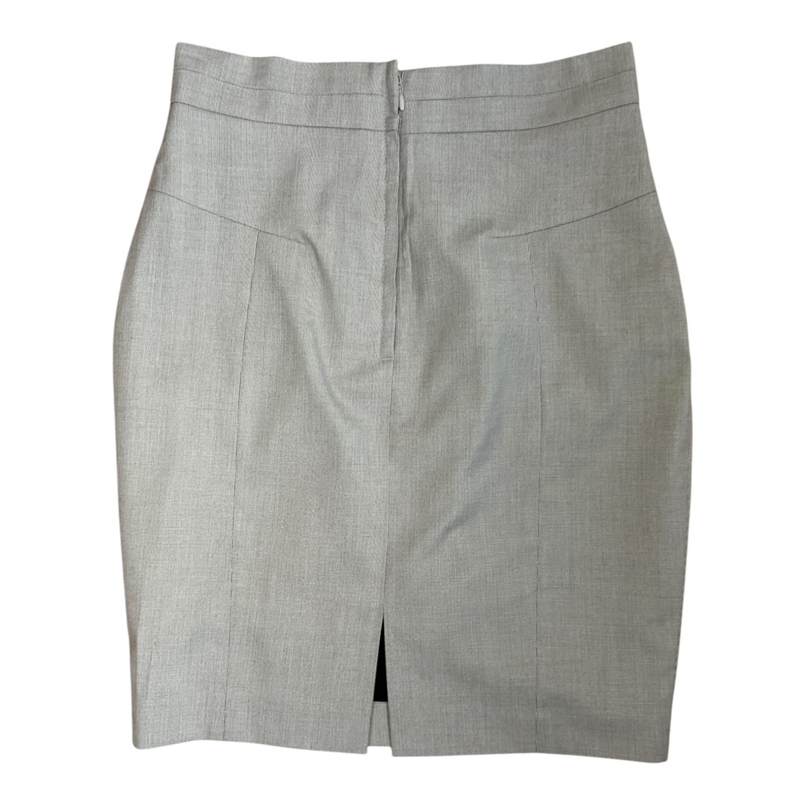 H&M Rock Damen Gr 38 Grau Business Midi Elegant Schlitz Gefüttert Stretch