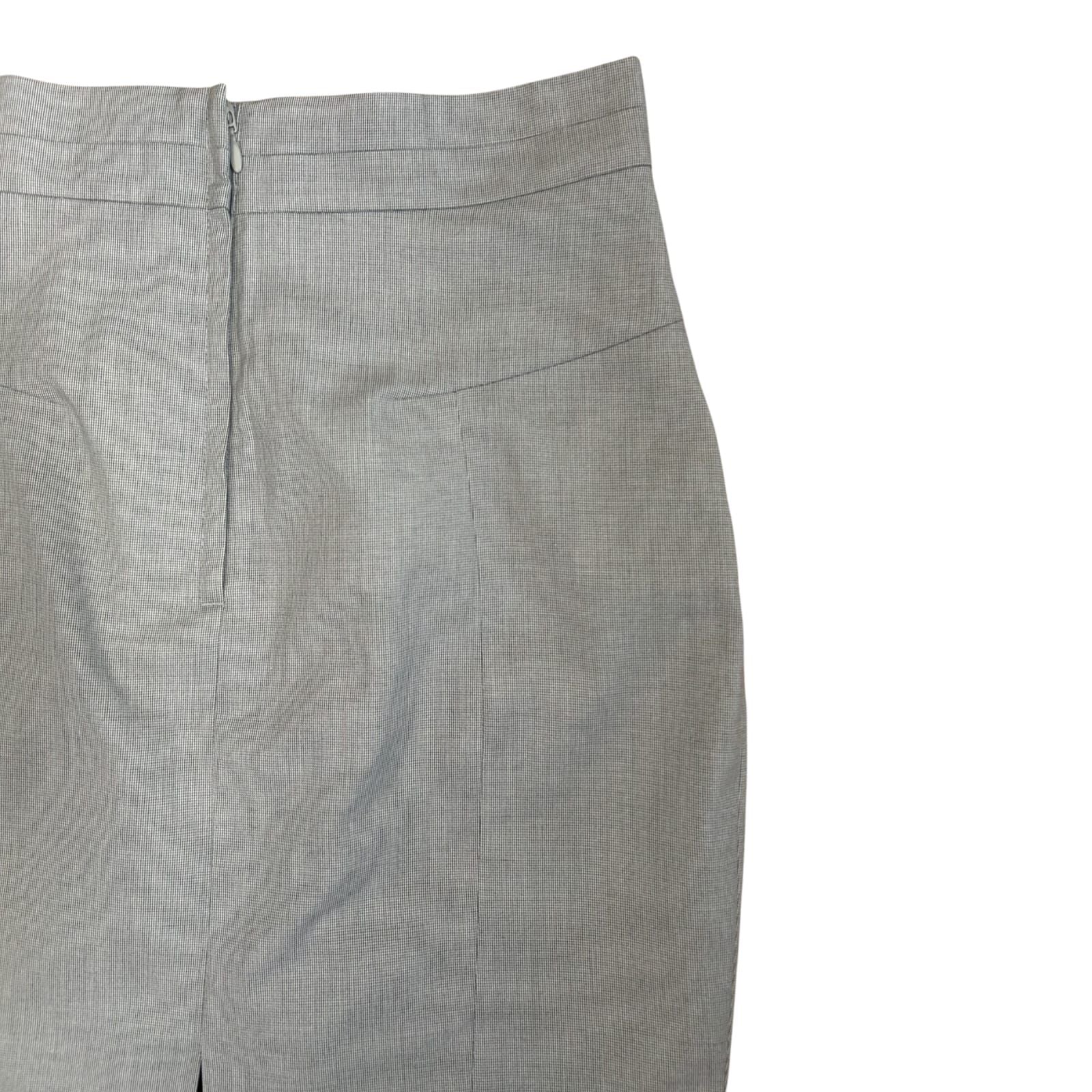 H&M Rock Damen Gr 38 Grau Business Midi Elegant Schlitz Gefüttert Stretch