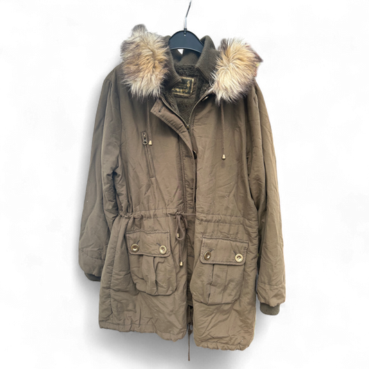 Yessica Damen Parka Gr 46 Khaki Kapuze Teddyfutter Wintermantel Warm Stylisch