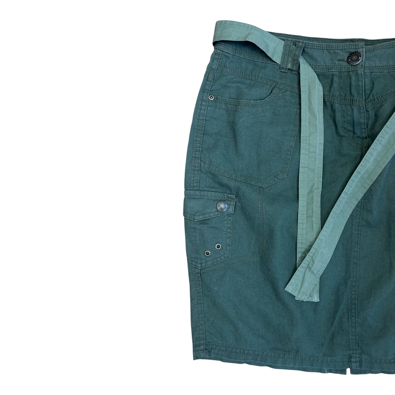 MS Mode Rock Damen Gr 40 Khaki Leinen Baumwolle Utility Taschen Gürtel