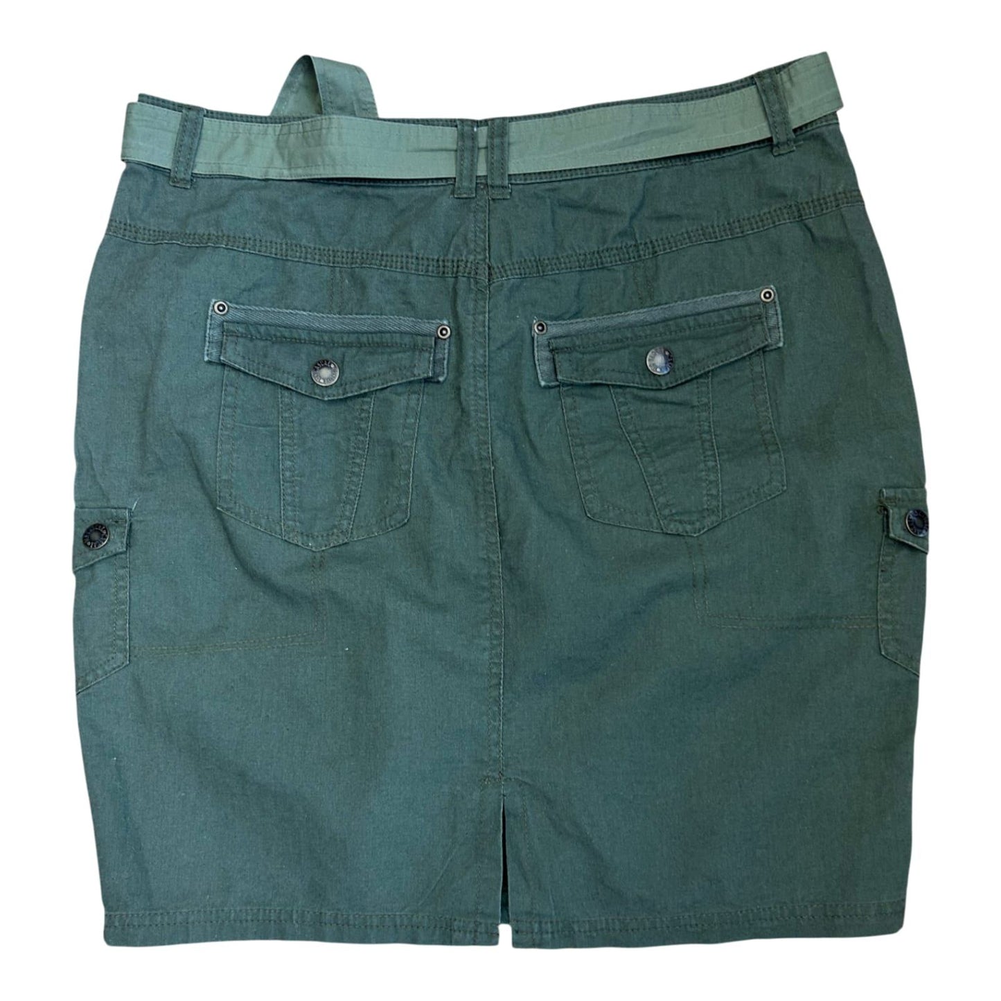 MS Mode Rock Damen Gr 40 Khaki Leinen Baumwolle Utility Taschen Gürtel