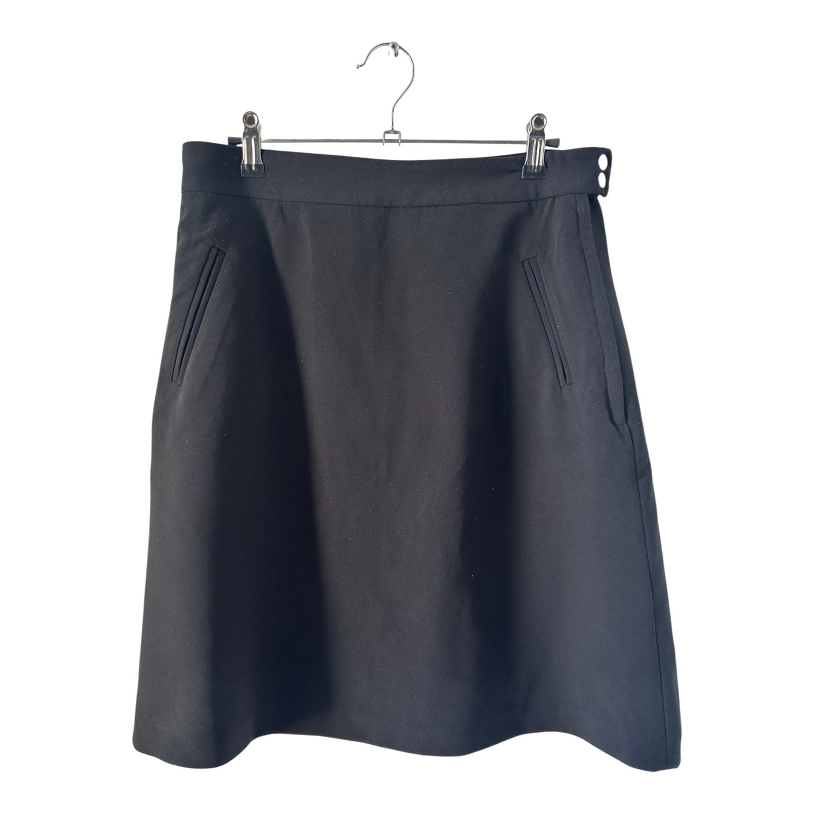 H&M Rock Damen Gr 40 Schwarz Midi Elegant Business Stretch Seitlicher Zipper