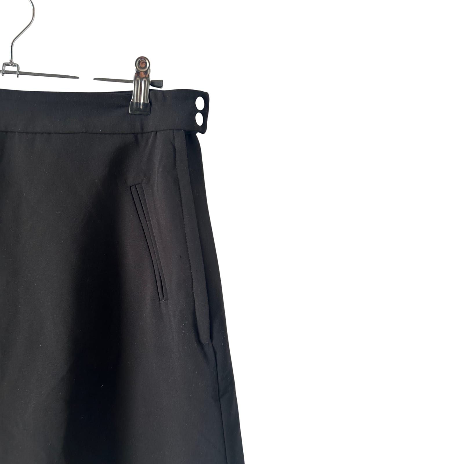 H&M Rock Damen Gr 40 Schwarz Midi Elegant Business Stretch Seitlicher Zipper
