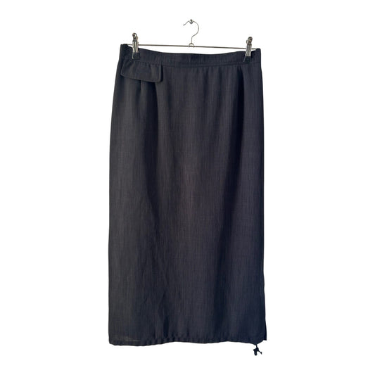 My Line Damen Rock Gr 44 Schwarz Maxi Schlitz Gummibund Gefüttert Elegant