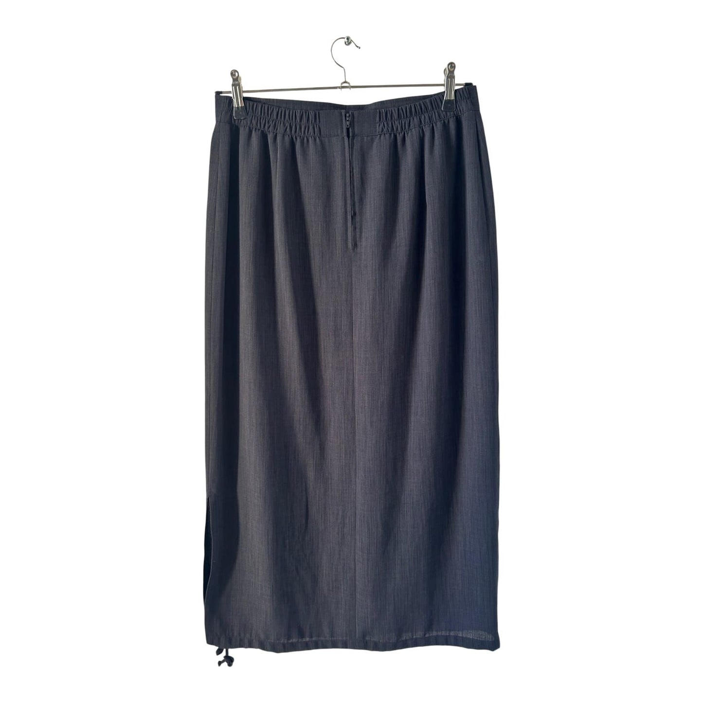 My Line Damen Rock Gr 44 Schwarz Maxi Schlitz Gummibund Gefüttert Elegant