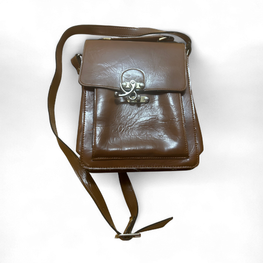 👜 Satisburrys Ledertasche Braun – Vintage – Drehverschluss 🧳