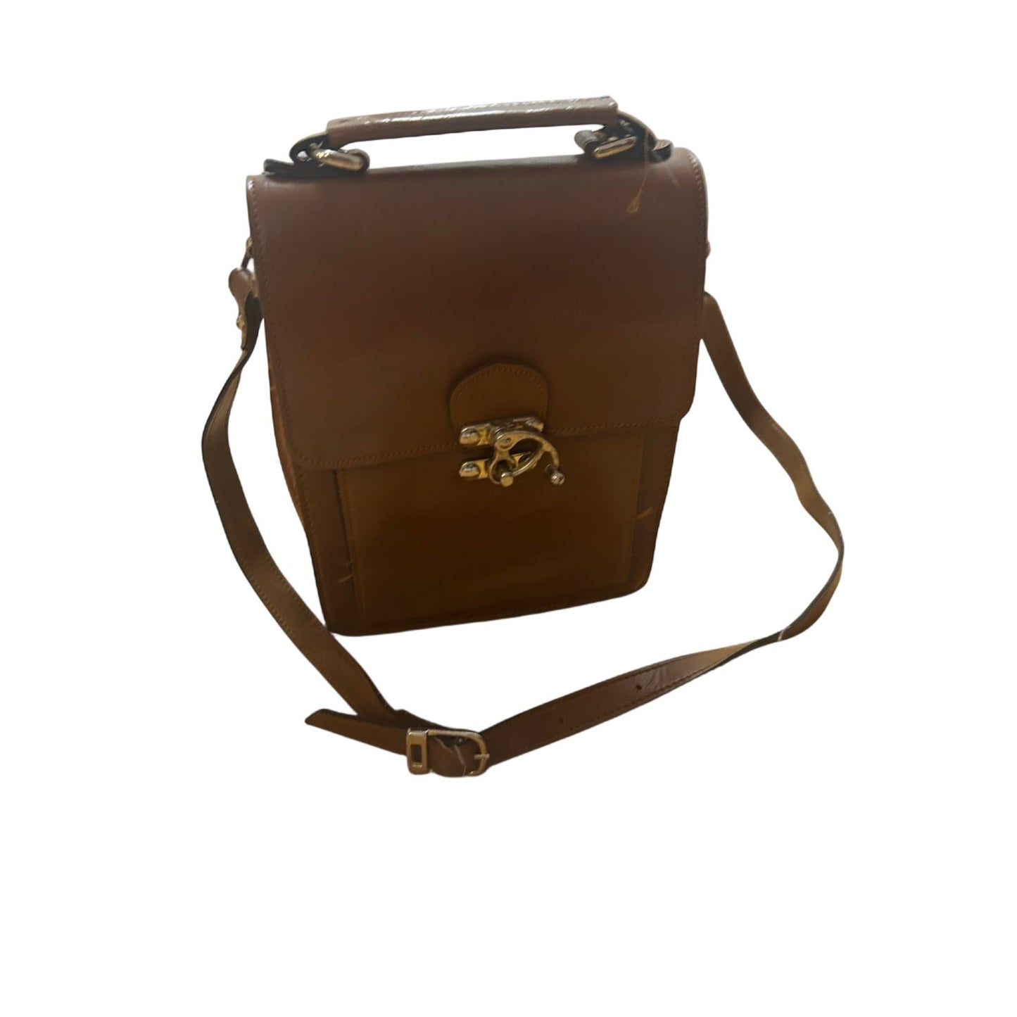 👜 Satisburrys Ledertasche Braun – Vintage – Drehverschluss 🧳