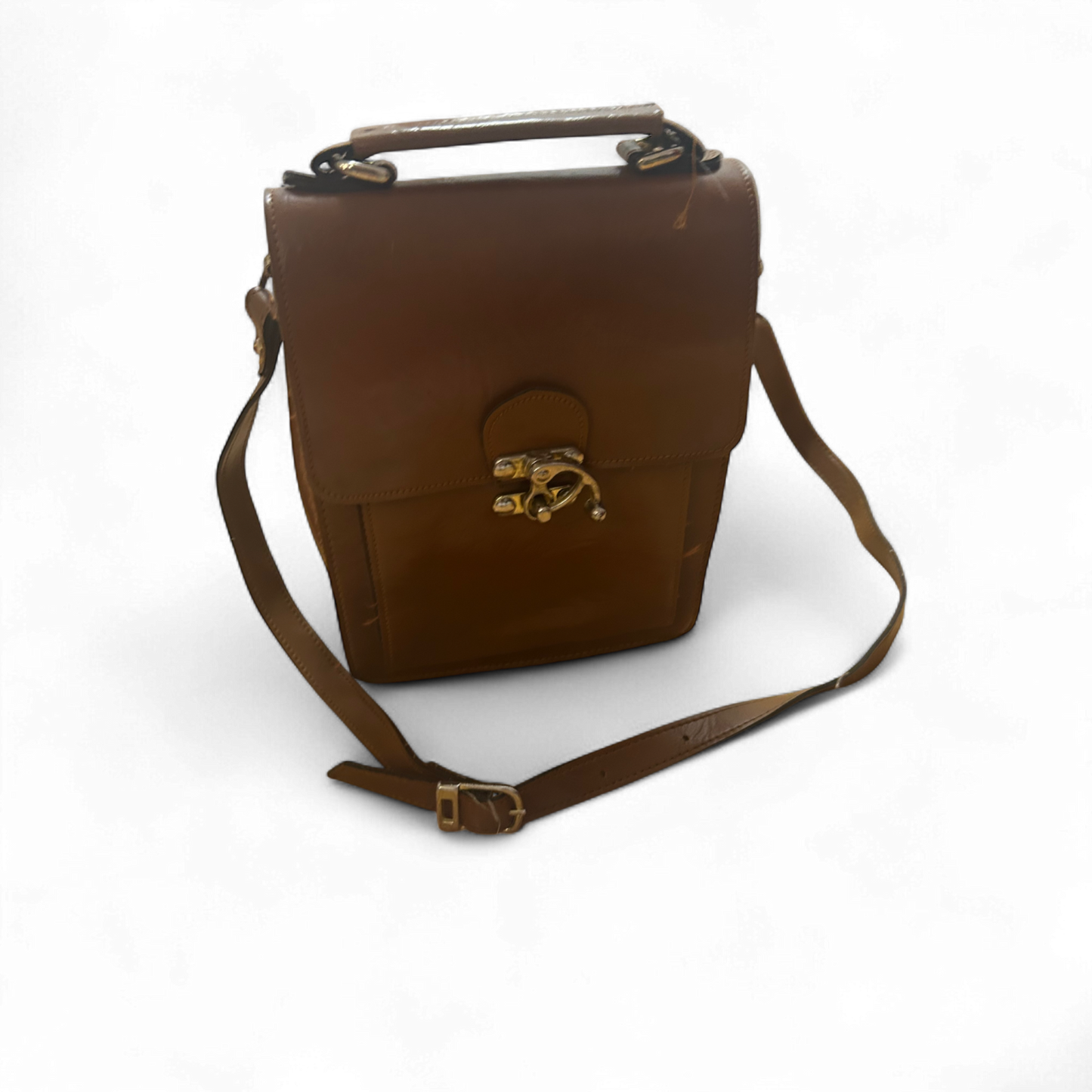 👜 Satisburrys Ledertasche Braun – Vintage – Drehverschluss 🧳