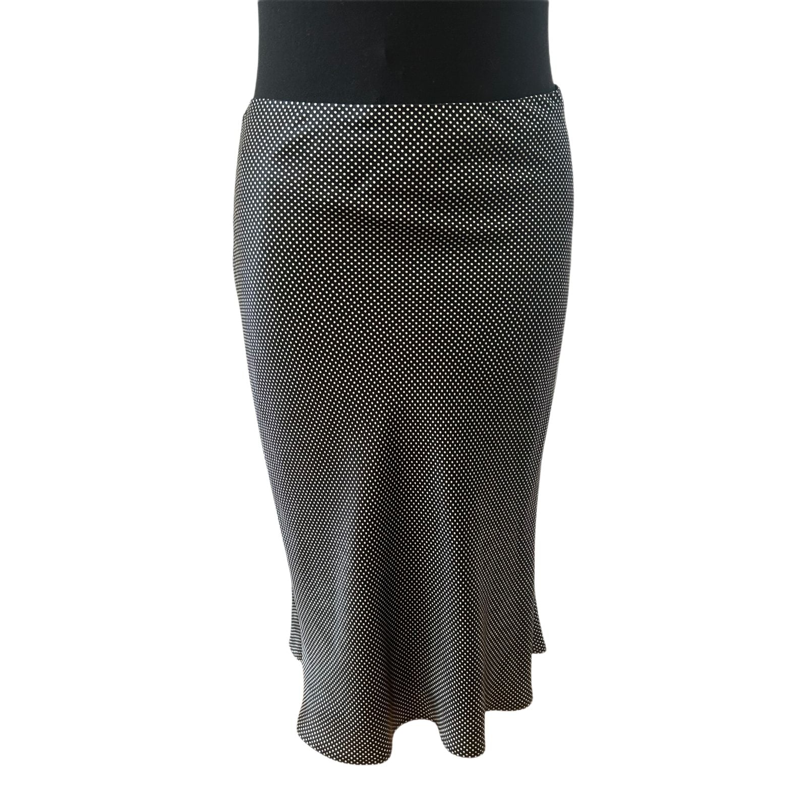 Rene Lezard Rock Damen Gr 42 Seide Schwarz Punkte Midi Elegant Luxus
