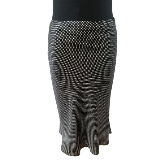 Rene Lezard Rock Damen Gr 42 Seide Schwarz Punkte Midi Elegant Luxus