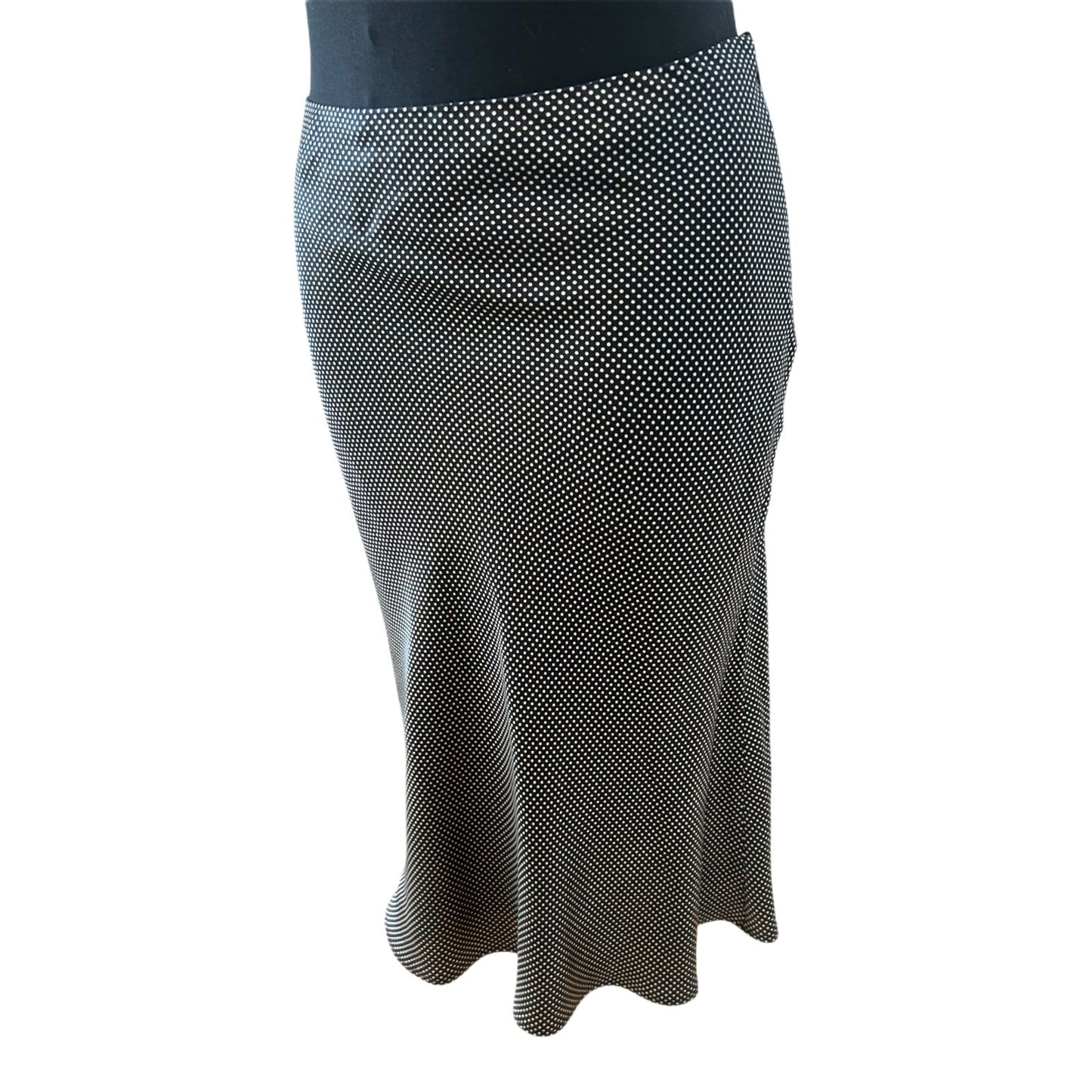 Rene Lezard Rock Damen Gr 42 Seide Schwarz Punkte Midi Elegant Luxus