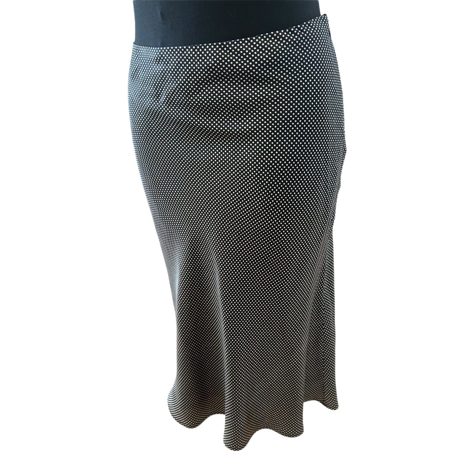 Rene Lezard Rock Damen Gr 42 Seide Schwarz Punkte Midi Elegant Luxus