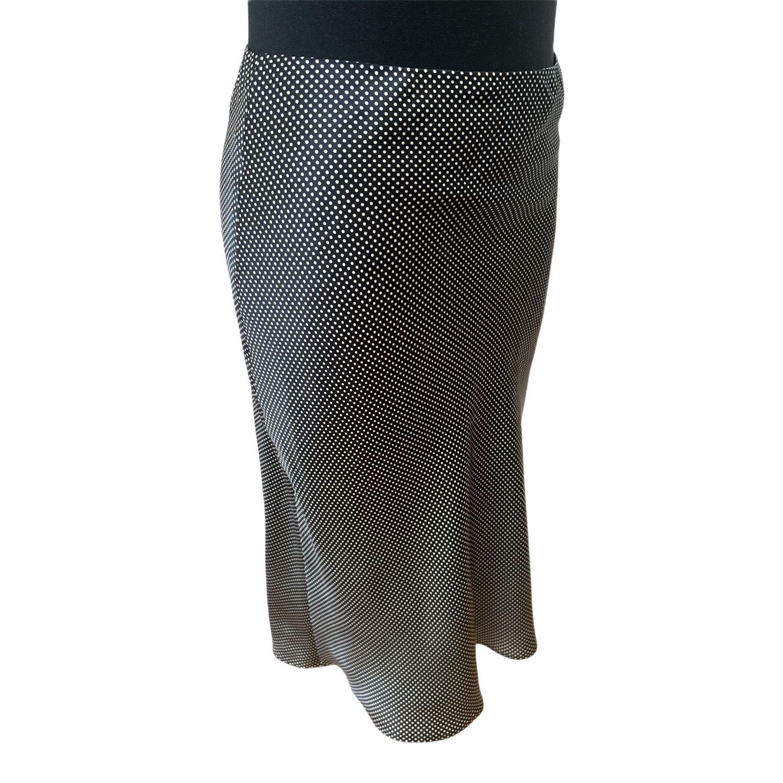 Rene Lezard Rock Damen Gr 42 Seide Schwarz Punkte Midi Elegant Luxus