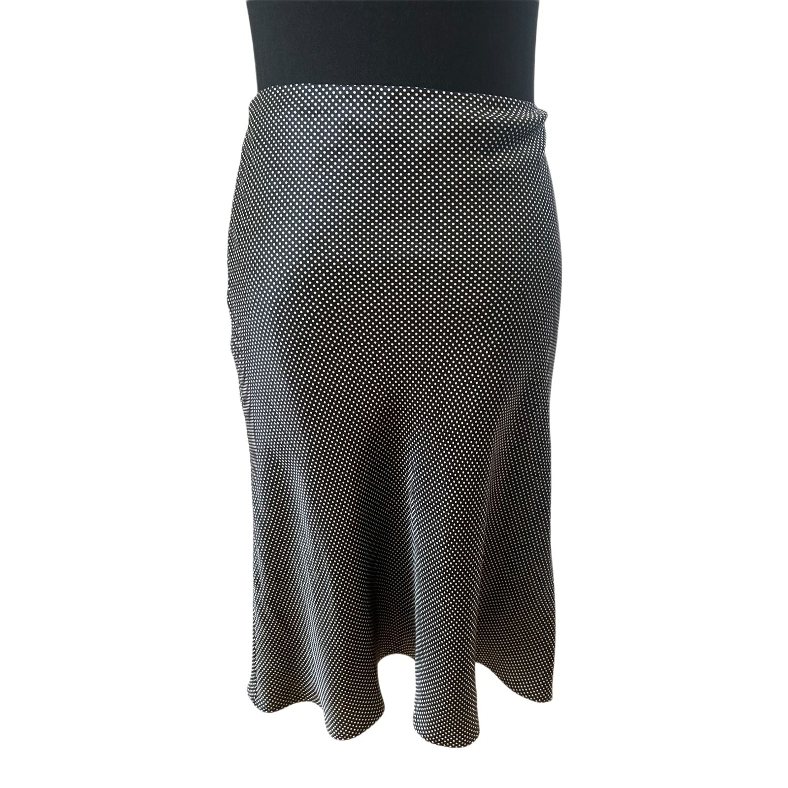 Rene Lezard Rock Damen Gr 42 Seide Schwarz Punkte Midi Elegant Luxus