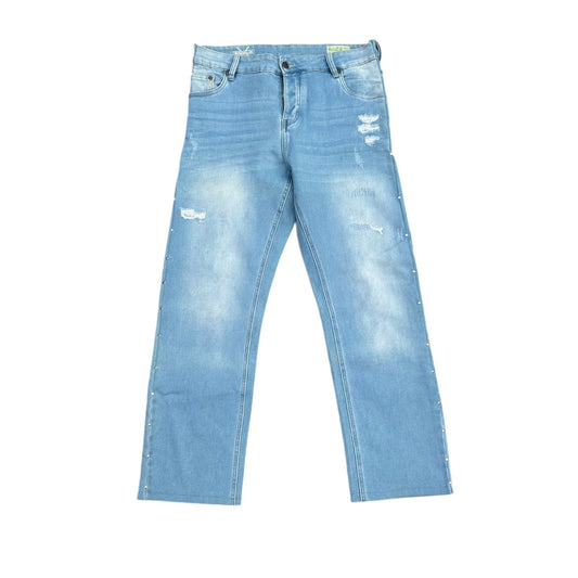 Rocklin Damen Jeans W36 L32 Blau Denim Hose mit Nieten Straight Fit Modern
