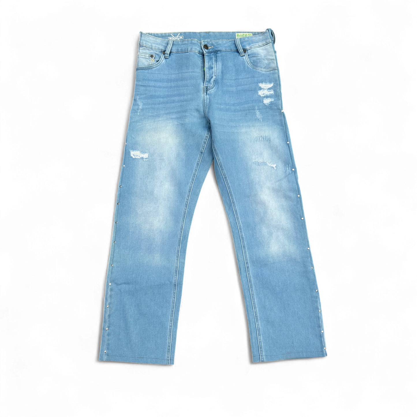 Rocklin Damen Jeans W36 L32 Blau Denim Hose mit Nieten Straight Fit Modern