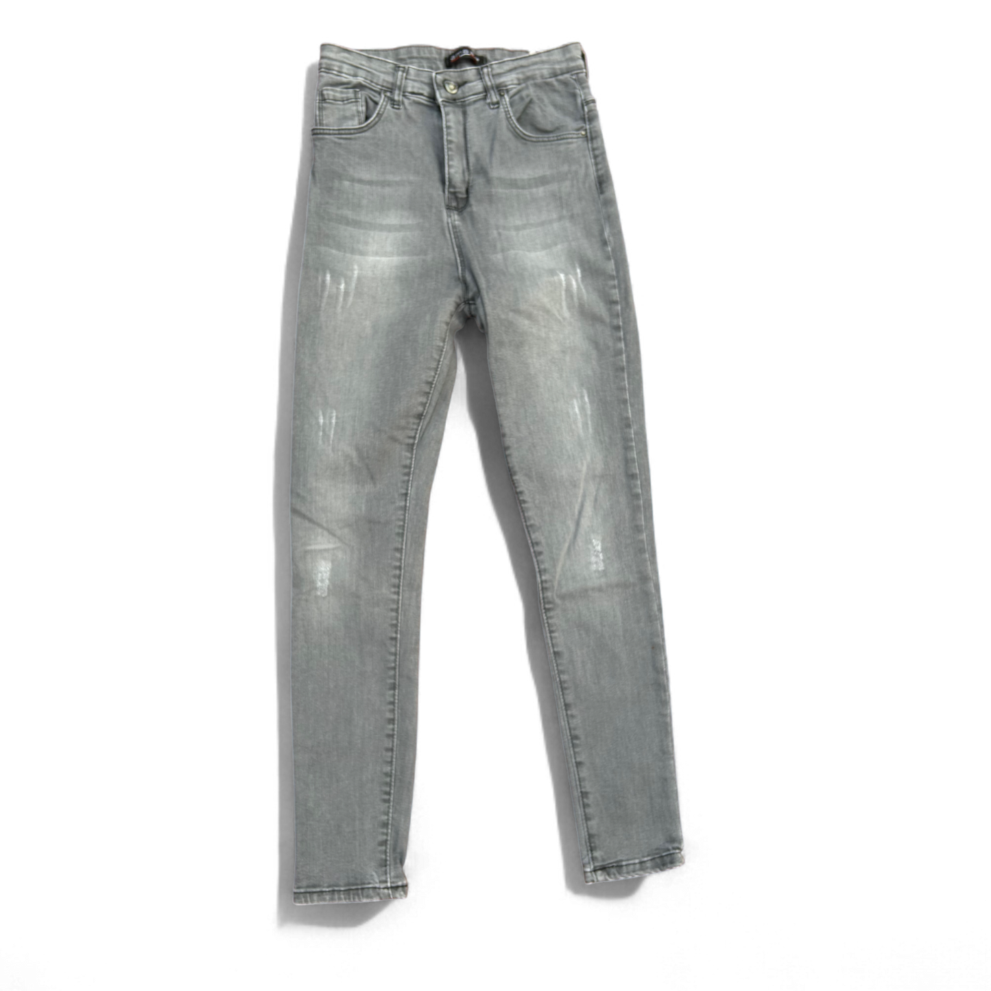 Damen Jeans Grau Gr 28 Used Look Stretch Denim Hose Skinny Modern Figurbetont