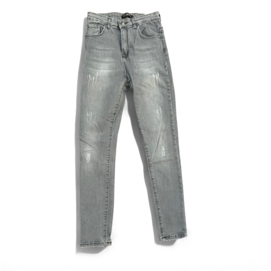 Damen Jeans Grau Gr 28 Used Look Stretch Denim Hose Skinny Modern Figurbetont