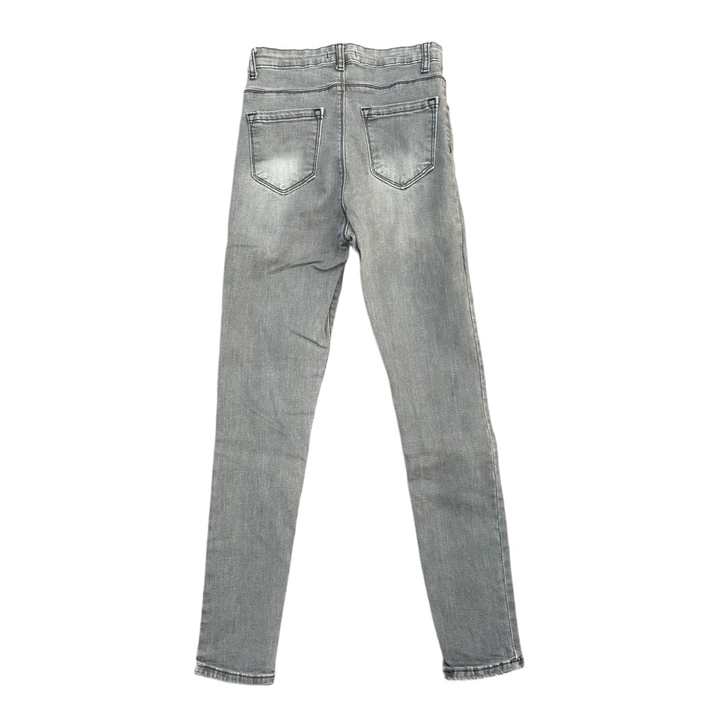 Damen Jeans Grau Gr 28 Used Look Stretch Denim Hose Skinny Modern Figurbetont