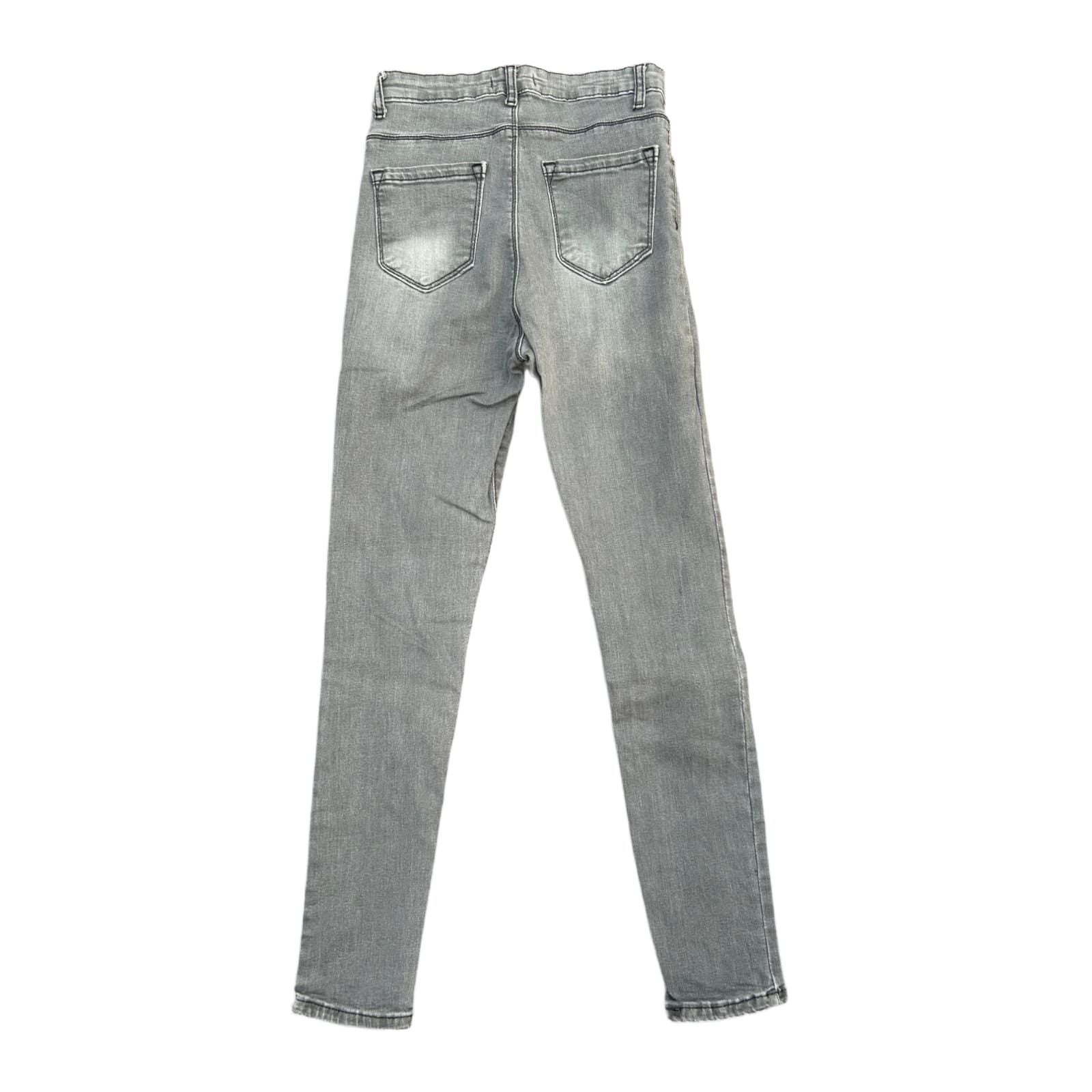 Damen Jeans Grau Gr 28 Used Look Stretch Denim Hose Skinny Modern Figurbetont