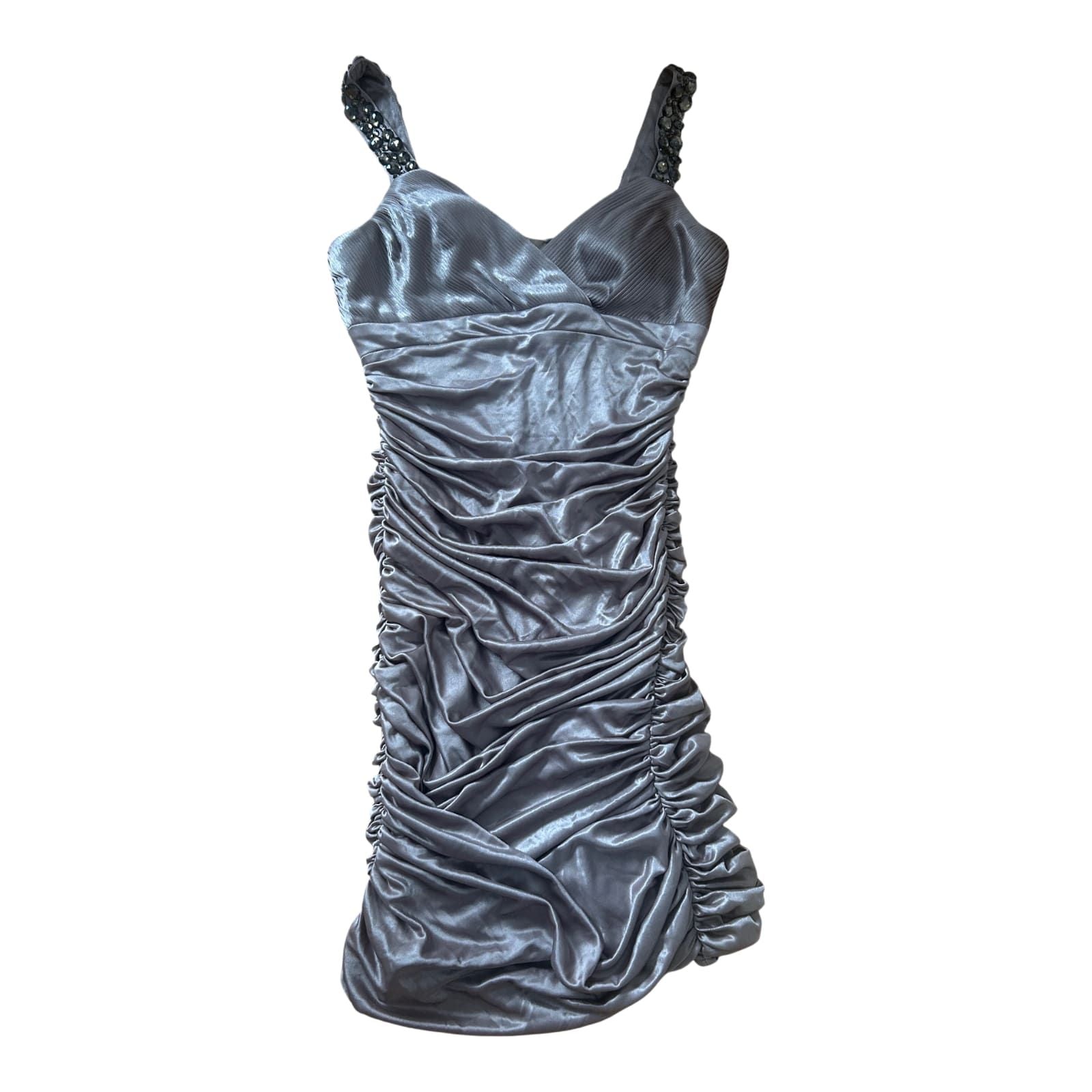 Apart Kleid Damen Gr 38 Taupe Stretch Party Elegant Klassisch Raffung Strass Träger