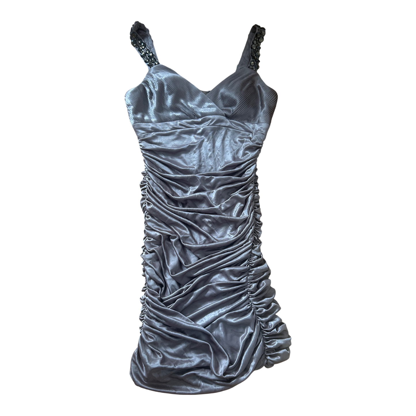 Apart Kleid Damen Gr 38 Taupe Stretch Party Elegant Klassisch Raffung Strass Träger