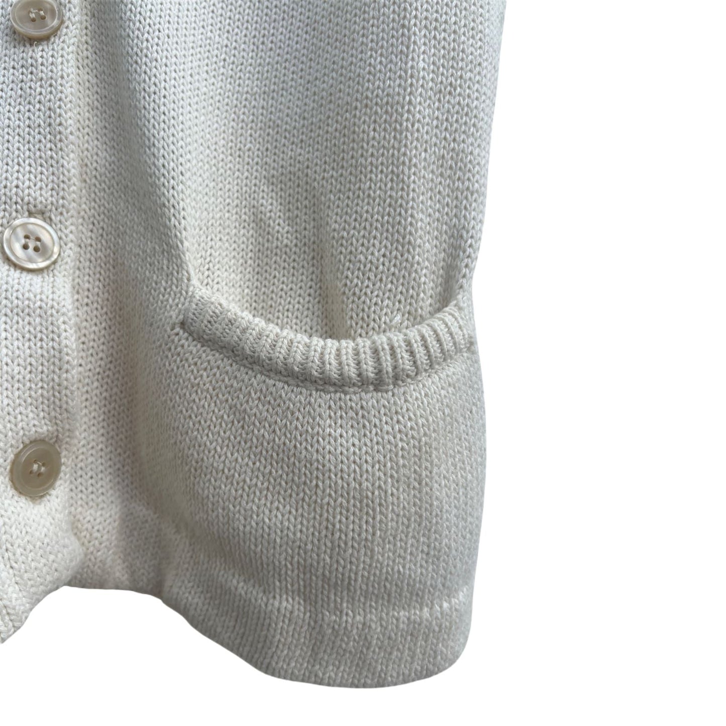 Esprit Weste Damen Gr XL Weiß Strick Baumwolle Ärmellos Knöpfe Vintage Sommer