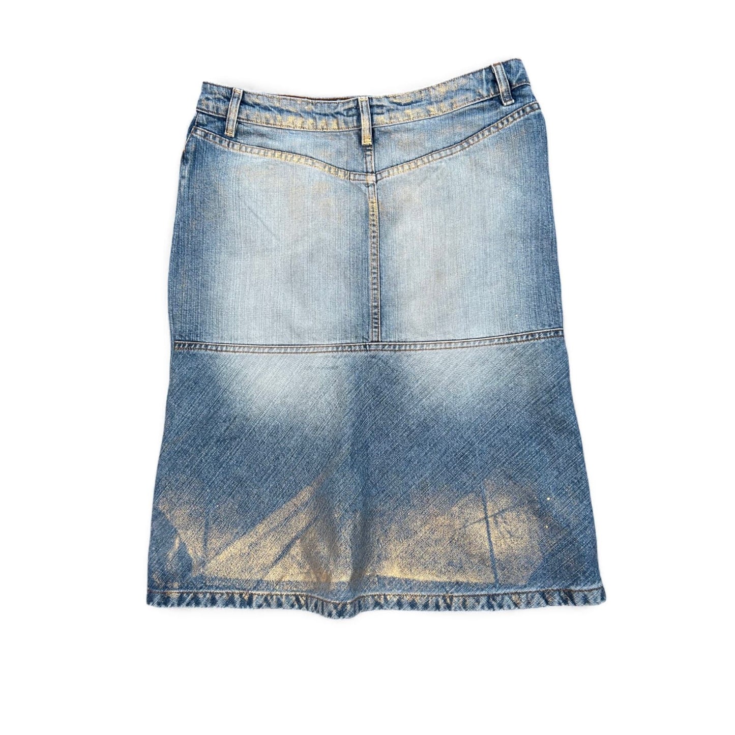 Escada Jeansrock Damen Gr 38 Hellblau Blau Goldakzente Baumwolle Made in Italy Klassisch